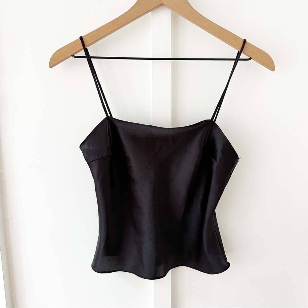 MILLY black Y2K satin camisole tank